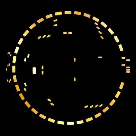 Circular golden digital design element isolated on black. Cryptocurrency theme element. Vector illustration.のイラスト素材
