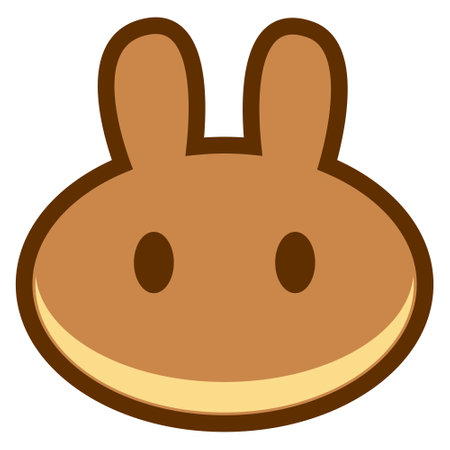 PancakeSwap CAKE token symbol cryptocurrency logo, coin icon isolated on white background. Vector illustration.のイラスト素材