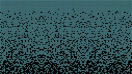 Fragmented matrix blue blocks falling down. It looks like a disk defragmenter or a tetris game. Horizontal vector background.のイラスト素材