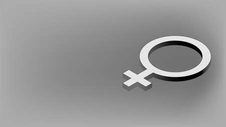 Isometric female gender sign with copy space in black and white. Feminine symbol for banner. vector illustration.のイラスト素材