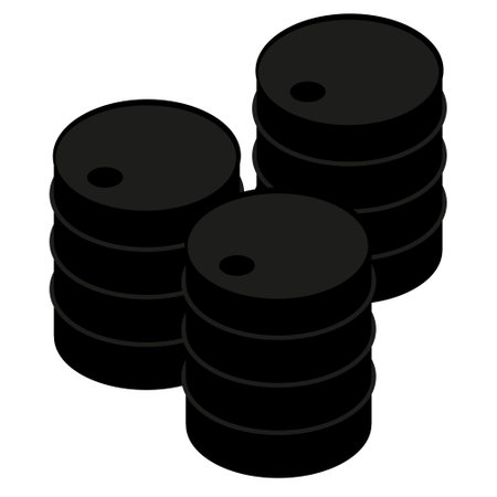 Set of three isometric barrels for oil and other liquids isolated on white. vector illustration.のイラスト素材
