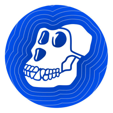 ApeCoin APE token symbol cryptocurrency  coin icon in blue circle isolated on white background. Tokens allocated for BAYC and MAYC NFT holders for for WEB3 economy. vector illustration.のイラスト素材