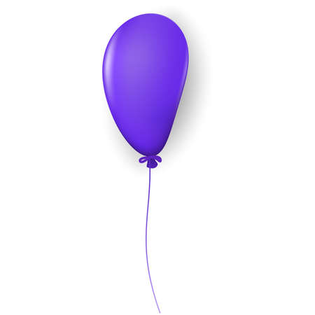 Blue elongated volumetric balloon with highlights and shadow on rope isolated on white background. vector illustration.のイラスト素材