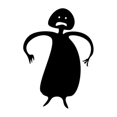 Silhouette of an angry ghost of a woman with arms outstretched. Isolated vector on a white.のイラスト素材