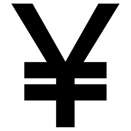 Yuan CNY Chinese currency sign silhouette in front view isolated on white background. Currency by the Central Bank of China. vector illustration.のイラスト素材