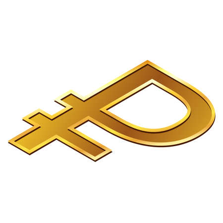 Russian ruble RUB currency golden sign in isometric top view isolated on white background. Currency by Central Bank of Russian Federation. vector illustration.のイラスト素材