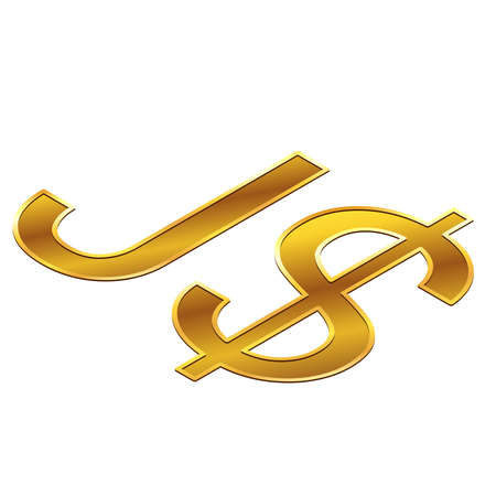 Jamaican dollar JMD currency golden sign in isometric top view isolated on white background. Currency by Central Bank of Jamaica. vector design element.のイラスト素材