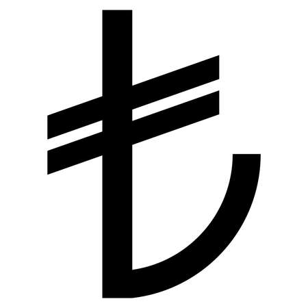 Turkish lira TRY currency sign black silhouette front view isolated on white background. Currency by Central Bank of Turkey. vector design element.のイラスト素材