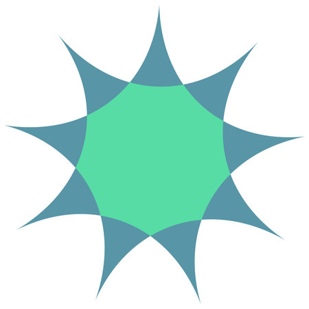 Multi pointed star shape in green and blue color isolated on white. vector clipart.のイラスト素材