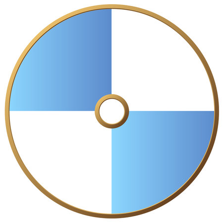 Gold ring divided inside into 4 parts of copy space, isolated on white background. Blue and white colors. vector clipart.のイラスト素材