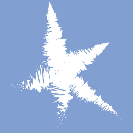 White artistic five pointed star in brush strokes isolated. Vector clipart for decoration.のイラスト素材