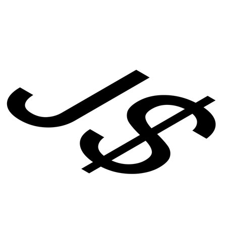 Isometric Jamaican dollar JMD currency sign black silhouette isolated on white background. Currency by Central Bank of Jamaica. vector clipart.のイラスト素材