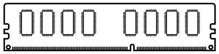 Outline RAM for desktop computer, memory stick isolated on white background. Clipart.