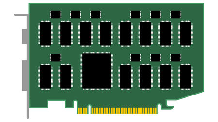 Computer board for pc with chipsets isolated on white background. vector clipart.のイラスト素材