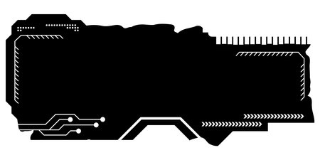 Rectangular design clipart in tech style isolated on white. Short tech plate with copy space. vector clipart.のイラスト素材