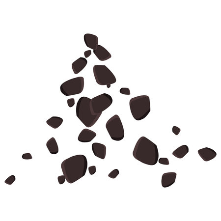 Falling brown stones or ground isolated on white. vector clipart.のイラスト素材