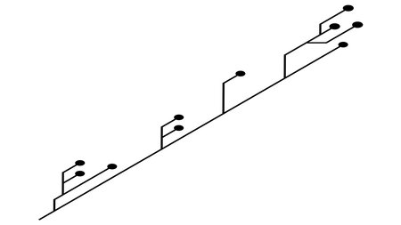Isometric printed circuit board PCB tracks isolated on white background. Technical clipart with lines and dots at the ends. vector design elements.のイラスト素材