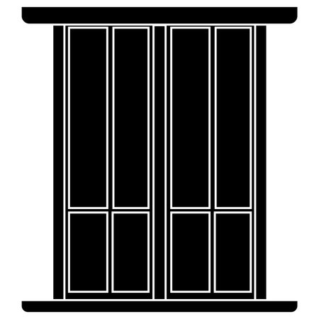 Rectangular window silhouette for house isolated on white background. vector clipart.のイラスト素材