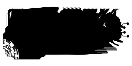 Rectangular design clipart in tech style isolated on white. Short tech plate with copy space. vector clipart.のイラスト素材