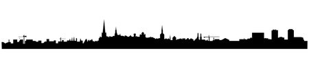 Long city skyline isolated on white background. Parallax layer. Vector.のイラスト素材