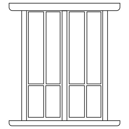 Rectangular window outline for house isolated on white background. vector clipart.のイラスト素材