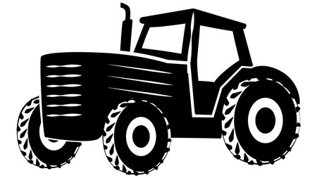 Tractor silhouettes isolated on white background. Vector clipart.のイラスト素材