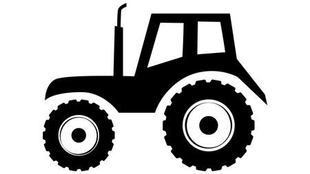 Tractor silhouettes isolated on white background. Vector clipart.のイラスト素材