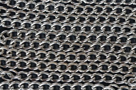 Background made from steel chains lying on dark