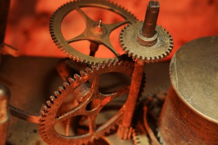 Grunge background with rusty mechanism gears