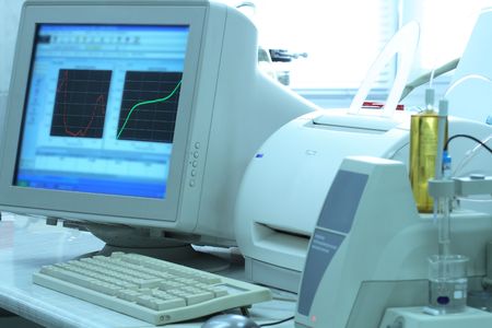 Background with modern chemistry laboratory equipment