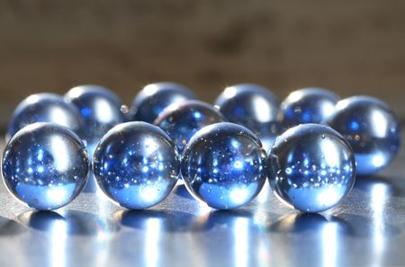 Background made from blue glass ballsの写真素材