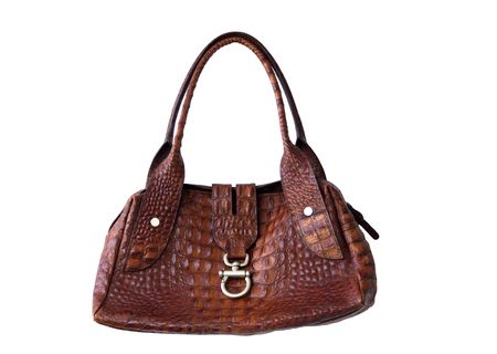 Brown leather woman handbag の写真素材