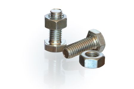 Metal bolts and screw nutsの写真素材