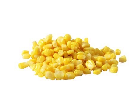 Corn beans lying on white background. Isolated with clipping pathの写真素材
