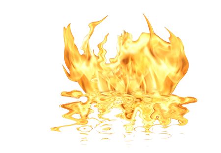 Single fire flame isolated on white background with copy spaceの写真素材