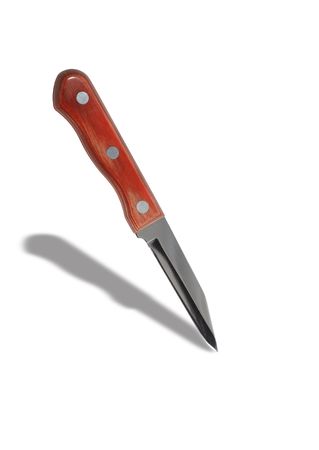 New sharp small kitchen knife isolated on white background の写真素材