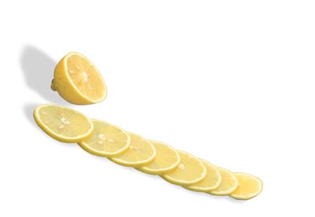 Sliced lemon isolated on white backgroundの写真素材