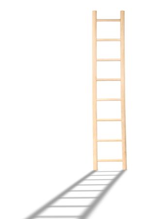 Wooden ladder with shadow standingの写真素材