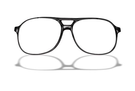 Black eyeglasses isolated on white background の写真素材