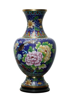 Nice ancient chinese vase isolated on a white backgroundの写真素材