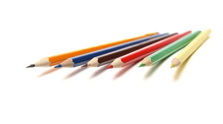 Set of color pencils isolated on white backgroundの写真素材