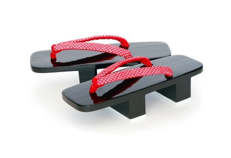 Pair of wooden geta, traditional japanese sandals. の写真素材