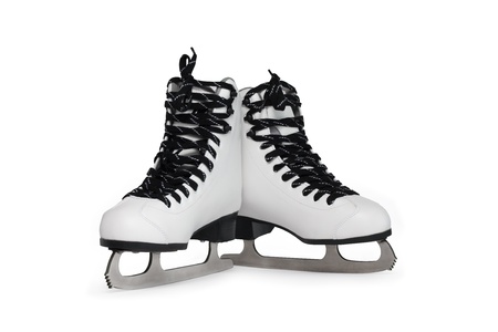 New white female ice skating shoes の写真素材