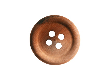 Wooden button isolated on white background