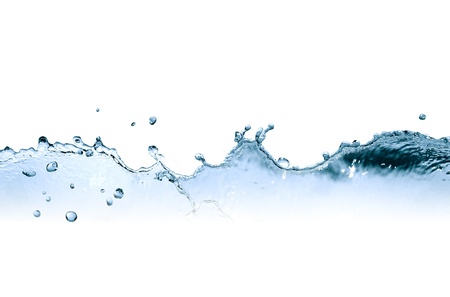 Abstract composition with beautiful blue splashing water on white backgroundの写真素材