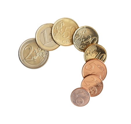 Set of European Union coins on white background. の写真素材