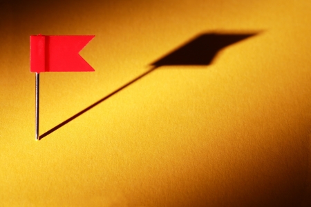 Few drawing flag pin on nice yellow gradient backgroundの写真素材