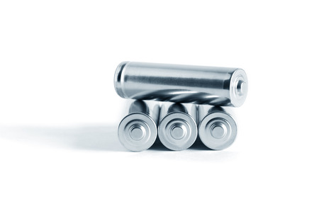 Few ordinary batteries on white background