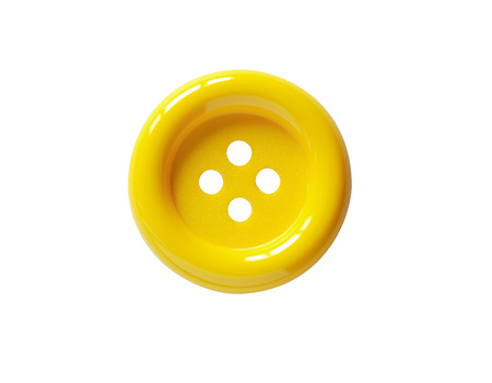 Closeup of yellow button on white background. 