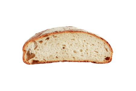 Half of loaf bread isolated on white background. Clipping path is includedの写真素材